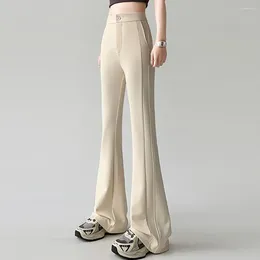 Spodnie damskie Kobiety Rozbuchaj Slim High Tase Solid proste garnitur Moda Casual Streetwear Elastic Sport Długie spodnie Femme