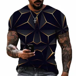 fi Hip Hop T-shirt Harajuku Street 3D Diamd Print Pattern Men's Summer Leisure Sports Clothing Top Short Sleeve T-shirt E4eS#