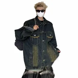 PFNW HGIH STREET AMERIKANSKA STYLA MÄNS DENIM JACKETER SLICKA WED Male Jean Coats Vintage 2024 Spring Chic New Tops 28W3026 I5AM#