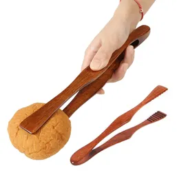 Pinze per toast in legno riutilizzabili per barbecue lungo per barbecue, pinze per alimenti a buffet, per pane, bistecca, cucina, pinza da cucina, strumento per servire