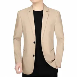 Wysokiej jakości Blazer Men's British Style High-end Simple Busin Casual Elegancka Fi Wywiad dżentelmen Slim Sucible F4za#