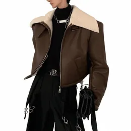 Noymei 2024 осень Fiable Лоскутная универсальная коричневая мотоциклетная куртка мужская модная мужская куртка в американском стиле WA4054 D3yG#