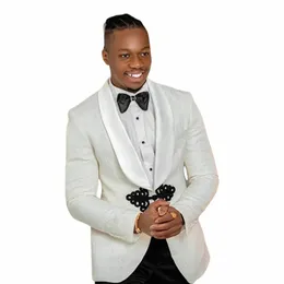 Jaqueta de terno de casamento floral para homens 2024 com bunda mandarim 1 pc xale lapela Slim Fit Fi Blazer estilo africano casaco masculino d5VY #