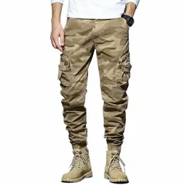 Caayu Joggers Брюки-карго Мужские повседневные хип-хоп мужские брюки с несколькими карманами Спортивные штаны Уличная одежда Тактические спортивные штаны цвета хакиCamoue V4TU #