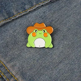 Green Frog Enamel Pin Lovely Animals Brooch Metal Badges Custom Women Kids Gift Lapel Clothes Bag Hat Jewelry Friends Wholesale