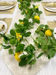 Ghirlanda artificiale di fiori decorativi con foglie di eucalipto e limoni Simulazione di corde di fiori di vite per la casa