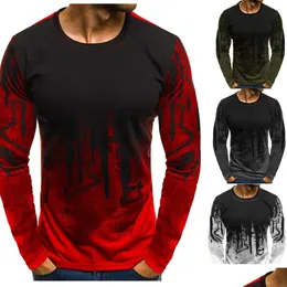 Homens camisetas Mens Camisetas Esporte Fitness Camuflagem Manga Longa Impresso T-shirt Solto Casual Tripulação Gota Entrega Vestuário Clothin Dhypc