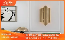 Industrial Gold Plated Tube Wall Lamps Modern Simple Bedside Wall Sconce Retro Living Room Bar Aisle Stairs Stainless Steel Wall L1451841