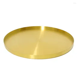 Tea Trays Oriental Service Stainless Steel Decor Round Gold Serving Provide Golden Jewelry Candle Candy Fruit Plate Makeup Organizer