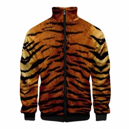 Coats 3D Printed Tiger Skin Hoodie Mężczyźni kobiety mężczyźni kurtka bluzy H5Q5#