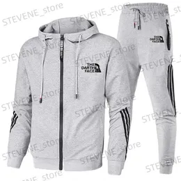 Tute da uomo Primavera Autunno Vendita calda Uomo Cerniera Giacche Abiti Classico Maschile Outdoor Casual Sport Tuta da jogging Felpe con cappuccio e pantaloni sportivi T240326