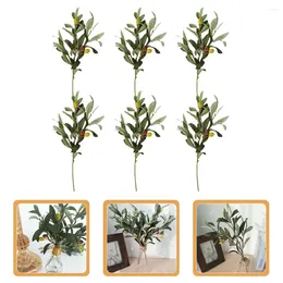 Decorative Flowers 6 Pcs Wedding Artificial Olive Branch Ramo De Flores Artificiales Plastic Stems