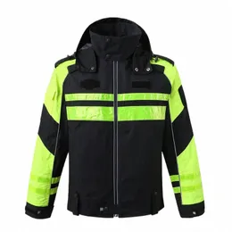 Üniforma Ceket Güvenlik Giysileri Çalışma Giysileri Hi Vis Workwear Ceket Yansıtıcı Yağmur Ceket Bisiklet Çok Finişli Cepler H0PU#