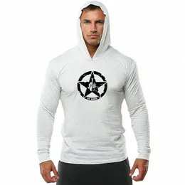 رجال Fi Sportswear Fitn Hooded T-Shirt Mens Lg Sleeve Bodybuilding Tee Shirt Man Gym Jogger Sweatshirt تمرين Tshirt O5cw#