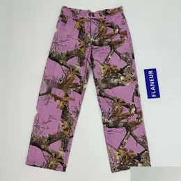 Herrenjeans Fla 23S Realtree Co Branded Pink Deciduous Maple Tree Branch Casual Skateboarding With Wang Jiaer Same Style Drop Delivery Othao