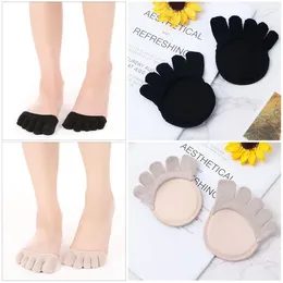 Meias femininas confortáveis accessries alívio da dor salto alto invisível antepé almofada antiderrapante cinco dedos do pé