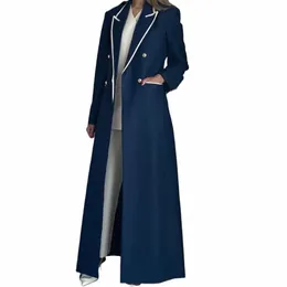 FI Women's Blazer Chic B Peak Lapel Double Breasted LG Coat Formal Casual Office Lady Jacket Slim Fit Traf Endast 1 PC V1SZ#