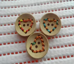 New upscale wooden buttons handmade embroidered heartshaped pattern ship 6232520