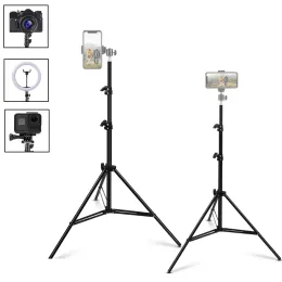 Stativ 160/200 cm stativ för telefon- och kamera LED -ljus vlog stativ med telefonhållare fotografering selfie stickgolv stativ stativ