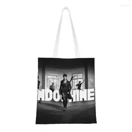 Borse per la spesa Borsa in tela Grab It Fast Rock Band personalizzata da donna che ricicla generi alimentari Tote shopper francese Indochine