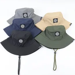 2024 nuovo cappello da pescatore con drawline ad asciugatura rapida all'ingrosso piatto sottile berretto a tesa larga da donna uomo estivo da pesca impermeabile all'aperto cappelli a secchiello