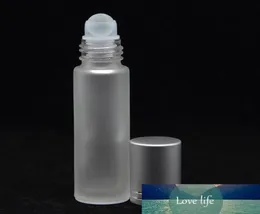 10ml 1 3oz Thick Frosted Clear Glass Roll On Bottle Empty Essential Oil Perfume Bottles With Metal Roller Ball Silver Cap2419359