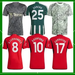 23 24 25 Jersey de futebol Bruno Fernandes Rashford Mount Camisas de futebol Home Away 3º 2023 2024 Marcial Hojlund Stone Roses Mulheres Goleiro GK Treinamento Pré Jogo S 4XL