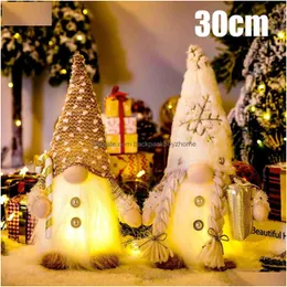 Juldekorationer glödande ansiktslöst 30 cm träd 2024 Night Light Xmas Gift Navidad 2023 Nyårshem Hem Drop Delivery Dhhzq