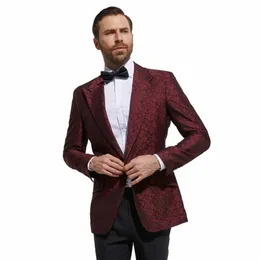 Темно-красный жаккардовый костюм для выпускного вечера на заказ Fi Blazer Slim Fit на заказ Свадебный пиджак Veste Homme Костюм Sur Mesure o4Wj #