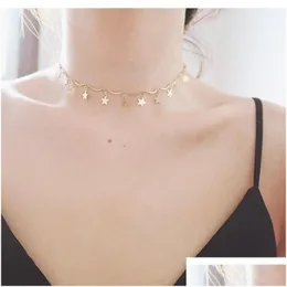 Chokers Moda Altın Renk Zinciri Tiny Star Ceza Kolyesi Kadınlar İçin Bijou Kolye kolyeleri Simple Basit Boho Katman 8nd199 Damla Teslimat Otpus