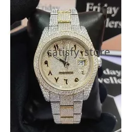 Высокое качество 41 мм в стиле хип-хоп Iced Out VVS Clarity с муассанитом и бриллиантами, автоматические часы с шипами для унисекс, подарки для пар