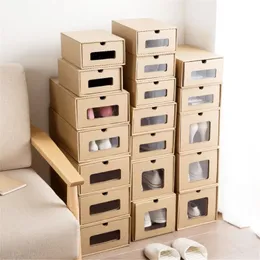 NEW 2024 Thickened Kraft Cardboard Box Transparent Drawer Shoebox Receptacle Box Event Party Supplies Storage Organizer Container Box