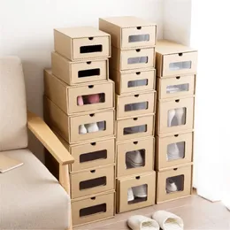 Nuova scatola da cartone Kraft da 2024 Kraft ispessito trasparente cassetto da scarpe box box da ricettacolo per le forniture per le forniture organizzatore organizzatore di organizzatore