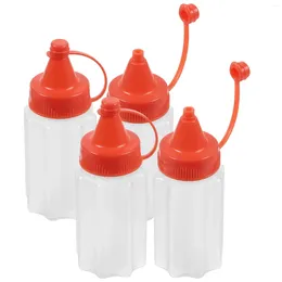 Conjuntos de louças 4 unidades de garrafas de apertar frascos de condimentos reutilizáveis