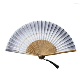 Figurki dekoracyjne chiński fan klasyczny 21 cm Summer Women Gift Fan bawełna tkanina gradientowy kolor składany impreza Abanicos para boda