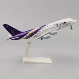 Flugzeugmodell aus Metall, 20 cm, 1.400 Thai Airways A380, Nachbildung, Legierungsmaterial, Luftfahrtsimulation, Spielzeug, Sammlerstücke, 240319