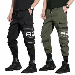 Pantaloni casual da uomo streetwear sottili Ribbs Harem Pantaloni da jogging Pantaloni cargo da uomo slim fit primaverili Pantaloni multi-tasche da donna J9 R4ob #