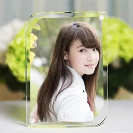 Frame 1set Christmas Gift Top Grade Acrylic Magnet Photo Frame Modern Europe Simple Fashion High Transparent Acryl Clear Picture Frame