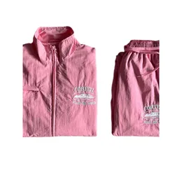 New Gray Shuku Suit Pink Sailboat Zipper Set with Lettering European and American Fashion Brand Street Leisure