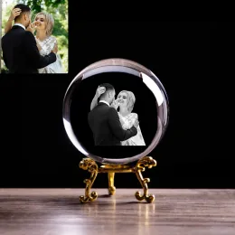 Frame 2D Laser Engraved Crystal Photo Ball with Base Personazlied Pictures Frame Keepsake Customized Best Gifts for Him Her Birthday