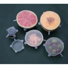 Airtight Stretch 6Pcs Reusable Silicone Lids Storage Covers Durable To Keep Food Fresh Safe In Dishwasher 0525