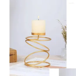 Candle Holders Nordic Light Luxury Black Candlestick Craft Gold Iron European Romantic Decoration Bar Party Living Room Drop Deliver Dhwxu