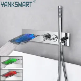 Badrum diskbänk kranar yanksmart led joint rör 5 datorer kran väggmonterat badkar vattenfall pip regndusch hand mixer vatten kran