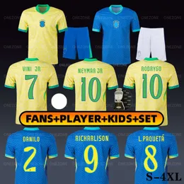 Brasil Brazil 2024 Copa America Soccer Jersey 24 25 Neymar Vini Jr Футбольная рубашка Дети Кит Ричарлисон Родриго Бруно Г. Мартинелли Г. Джесус Л. Пакета Педро Касемиро