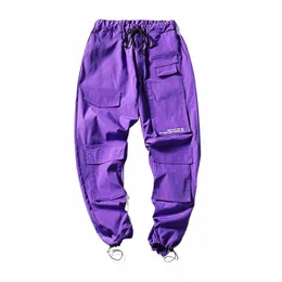 Fi Uomini Streetwear Cargo Pants Pantaloni da uomo Hip Hop Jogging Tasche Viola Uomo Donna Pantaloni sportivi Coreano Pantaloni alla caviglia z0Li #