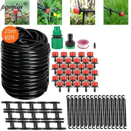 Kits 25 m Garten DIY Automatisches Mikro-Tropfbewässerungssystem Sprühbewässerung Timer-Controller 4/7 mm Schlauch-Kits mit verstellbaren Tropfern