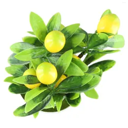 장식용 꽃 거짓 식물 인공 레몬 트리 플라스틱 직경 18cm는 녹색 높이 24cm 비 독성 환경 친화적 인 녹색 높이를 희미 해지지 않습니다.