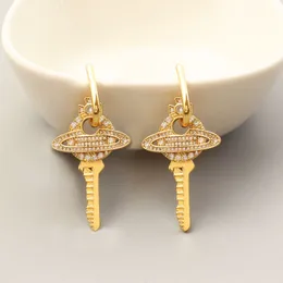 Mode lyxiga halsband med tredimensionell planet nyckelhänge full diamant saturn halsband designer smycken set nb56