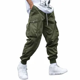 Pantaloni cargo casual per uomo Autunno Tasca Piedi raggruppati Pantaloni sportivi Tasche Vita elasticizzata Pantaloni sportivi Maschile Streetwear 11oJ #