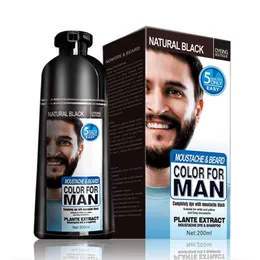 Shampoo colore per capelli della barba per uomini, shampoo tintura per la barba permanente naturale, colori in minuti, di lunga durata, 200 ml, nero